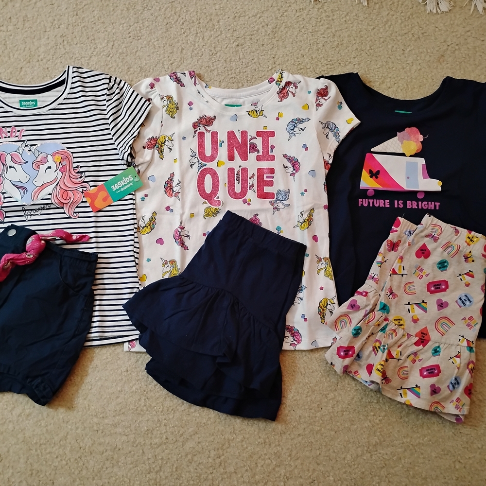 VGUC Girls Colorful T-shirt And Shorts/Skorts Sets - Sz 10